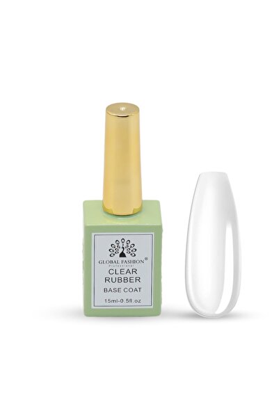 global fashion طبقة أساسية مطاطية شفافة 15 مل - طلاء جل قابل للنقع بالأشعة فو...