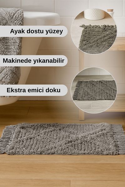 SETABIANCA Χαλάκι μπάνιου με φούντες 100% βαμβάκι 50x80 cm – Μαλακή υφή, χαλί μπάνιου που απορροφά το νερό