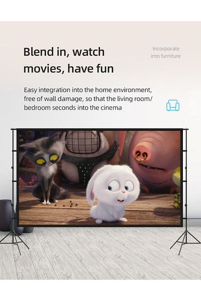 FlashHawk 150 inch 16:9 Outdoor and Indoor Portable Projector Screen with 2.6M High Tripod Stands