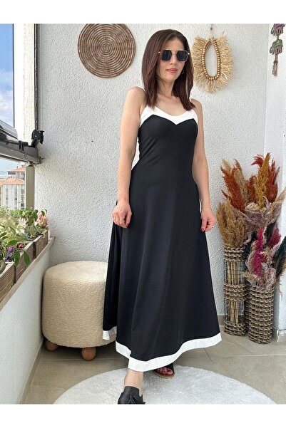 TUNAM BUTİK فستان من قماش سكوبا مع تفاصيل شريطية معلقة