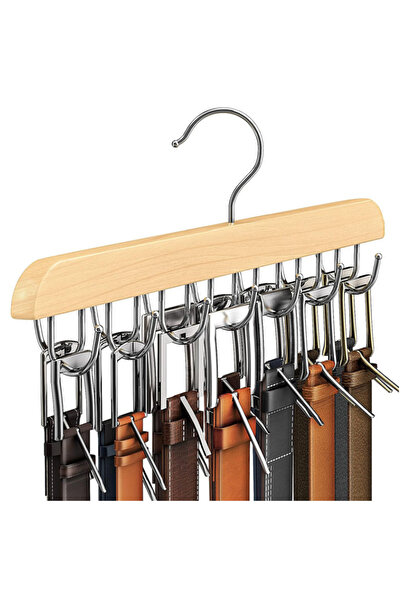 Deliny Umeras din lemn si otel cu 14 carlige rotative pentru curele, 37 cm x 14 cm