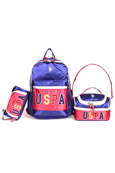 U.S. Polo Assn. SUA Polo Assn. Set de 3 genți de școală plcan24273– Rucsac, cutie de prânz și suport pentru stilou bleumarin