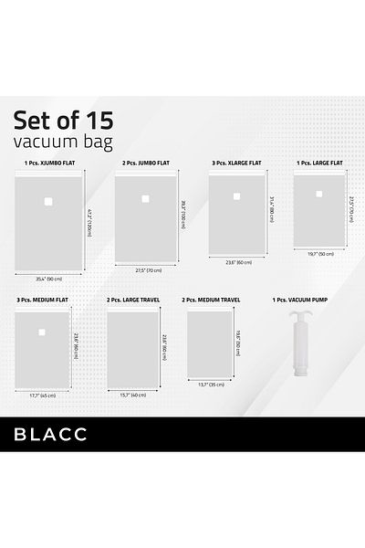 Magic Saver Bag Blacc 15-Piece Vacuum Bag Set and Vacuum Pump