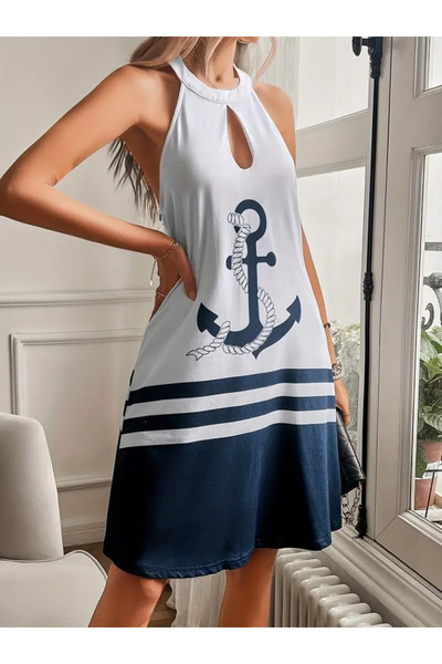 TUA MODA Tua Moda Women's Strap on the Hip Printed Backless Short Single Jersey Dress