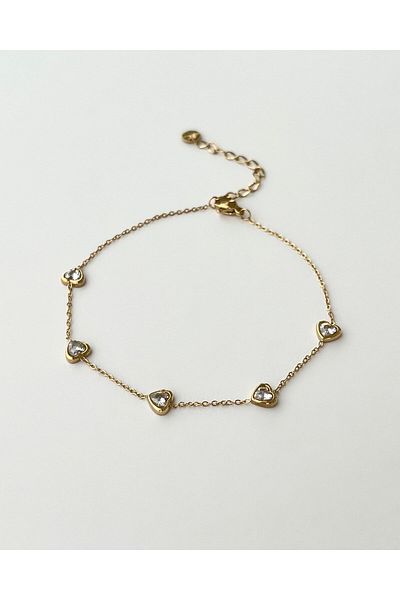 eyla collection Simple Steel Anklet with Heart – Gold Color, Water Resistant