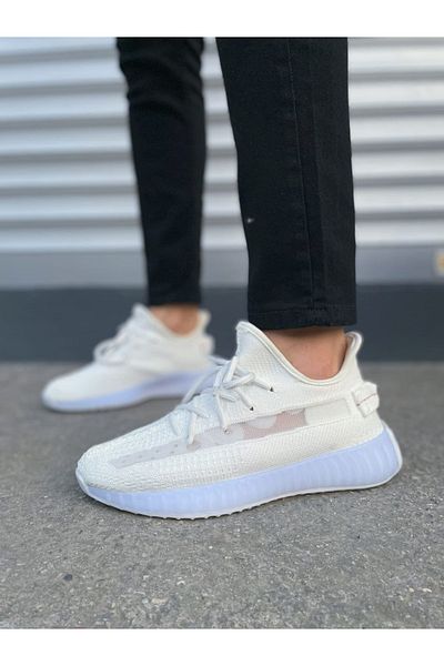 Zerenyus Jy305 Pulse Lace-Up Knitwear Unisex Casual Sports Shoes - White