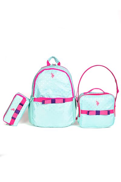 U.S. Polo Assn. SUA Polo Assn. Set școlar din 3 piese plcan24287– Rucsac, cutie de prânz și suport pentru stilou turcoaz