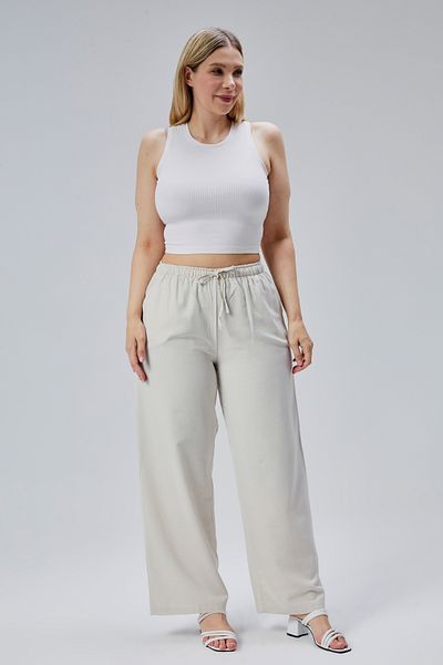 Symirna Linen Viscose Loose Fit Women's Trousers