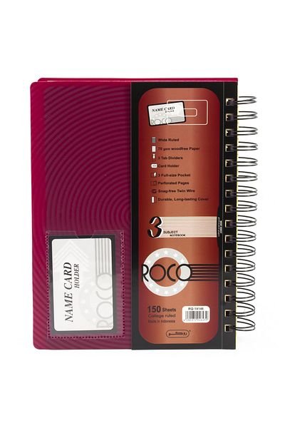 Roco University Notebook – 16.5 x 22 cm, 3 Subjects, 300 Pages, Single Ruled for Study Use