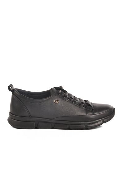 AYAKMOD Black Genuine Leather Anatomical Women's Casual Shoes 605 Z