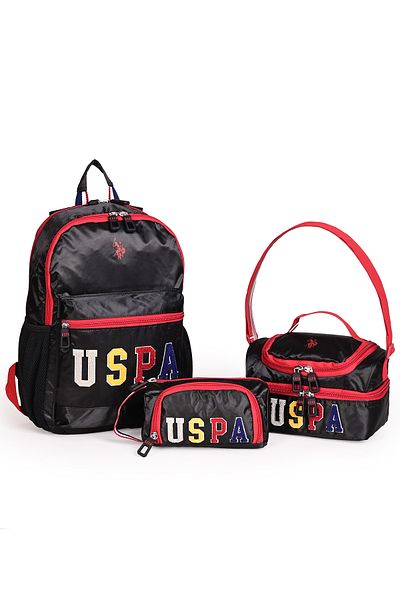 U.S. Polo Assn. Πόλο Ασν. Σετ 3 σχολικές τσάντες plcan24273– Σακίδιο πλάτης, κουτί μεσημεριανού γεύματος και μολυβοθήκη μαύρο