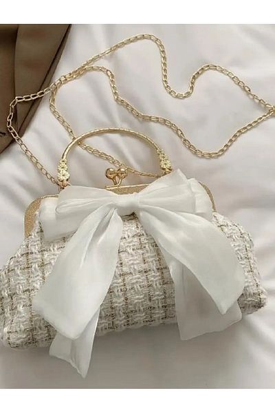 ELENAS Patterned Women's Shoulder Bag, Luxury Evening Dress Bag Is of Good Quality and Showy with Ribbon Detail
