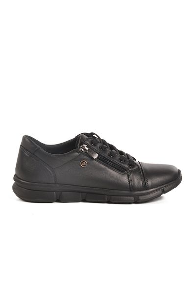 AYAKMOD Black Genuine Leather Anatomical Women's Casual Shoes 630 Z