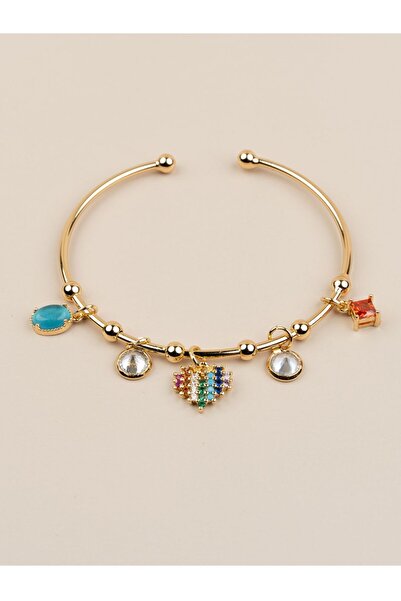 Portakal Esintisi Lunavera Colorful Heart Charm Handcuff Bracelet