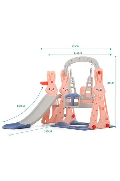 FULLJOY Slide with swing, each rabbit shape with a basketball hoop 3*1. FJY-177