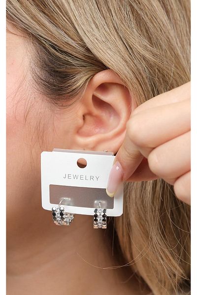 Jack Ferrero Silver Steel Women's Earrings