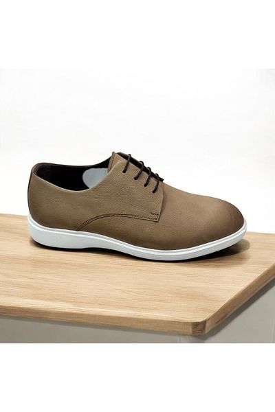 erenimstore Genuine Leather Beige Nubuck Classic Men's Shoes