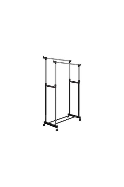 SIKS ® Double Clothes Rack, Adjustable, Mobile, Metal Frame, Maximum Height 136cm, Maximum 30 Kg