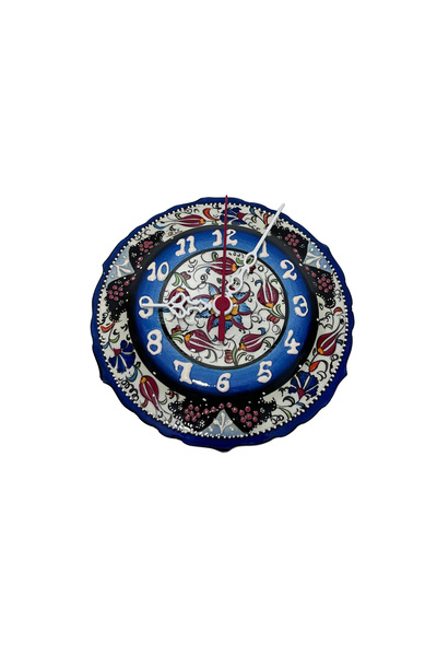 Hasyılmaz Tile Painting Embossed Wall Clock 18cm - Tile Clock