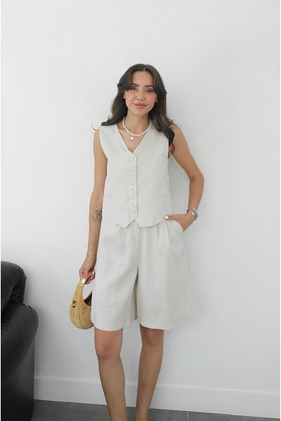 Havoş Stone Color Bermuda Shorts Vest Set