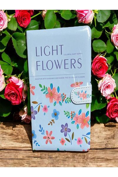 EyER Shoping Flowers Themed Gilded Cover Design Magnetic Unlimited Notebook/Agenda Blue