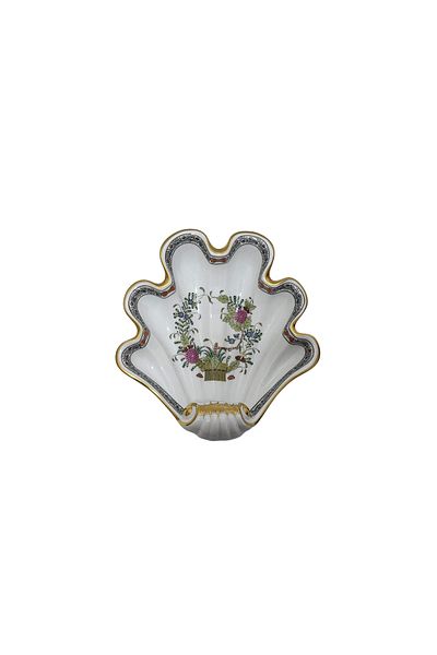 HEREND 7521 Fd Hand Painted Porcelain Seashell Shaped Serving Plate