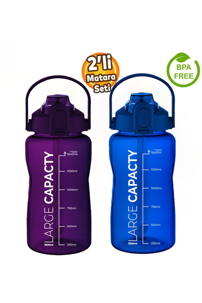 ROYALGROSS Sağlıklı Polikarbon 1.5L Su Matarası - Pipetli, Taşınabilir, Mavi ...