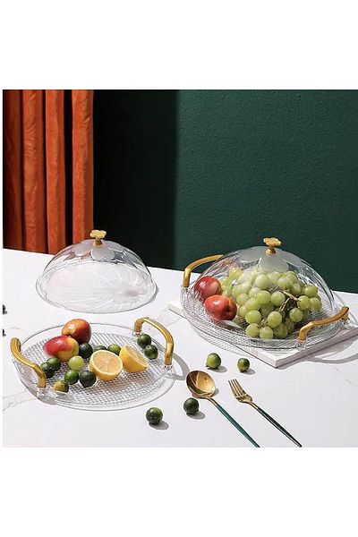 rexa Cake Plate with Serving Tray with Handle Multifunctional Clear Serving Platter with Lid | 20 x 20