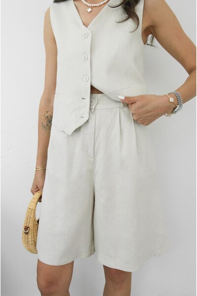 Havoş Stone Color Bermuda Shorts Vest Set