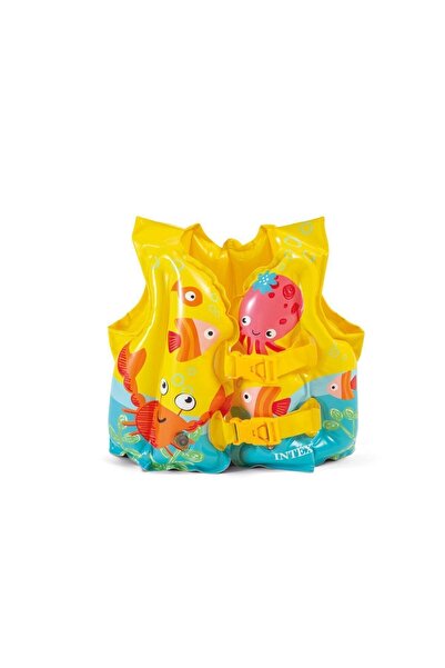 Intex Deniz Yaşamı Balık Desenli Deniz Yeleği Sarı Can Yeleği 41x30 3-5 Yaş