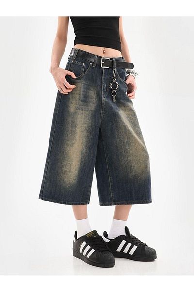 Gofeel Y2K Recyled Trend Denim Shorts with Vintage Detail