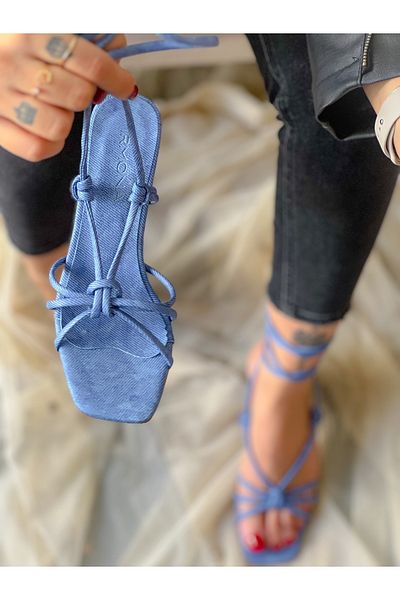 BERFONA Cleopatra Kot Drawstring Heel Sandals Shoes