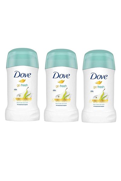 Dove Set of 3x Pear and Aloe Vera antiperspirant stick deodorant, 40 ml