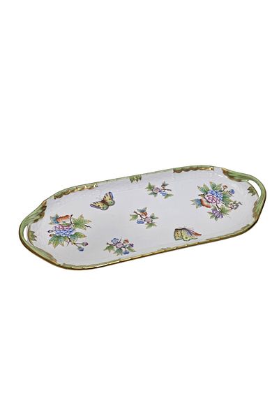 HEREND 436 Queen Victoria Vbo Hand Painting Porcelain Sandwich Tray