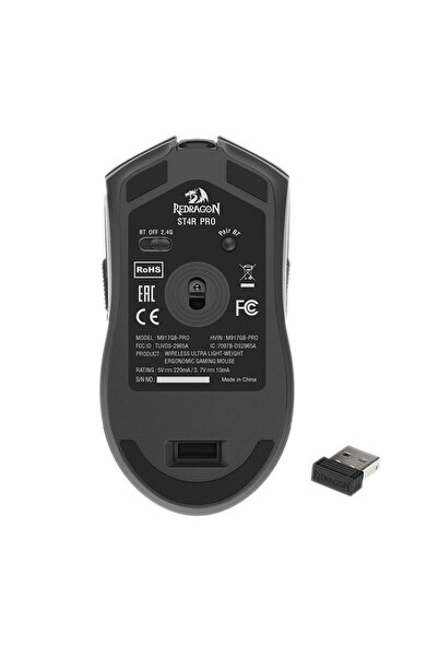 REDRAGON Mouse gaming wireless bluetooth si cu fir Redragon St4r Pro, Negru/Gri