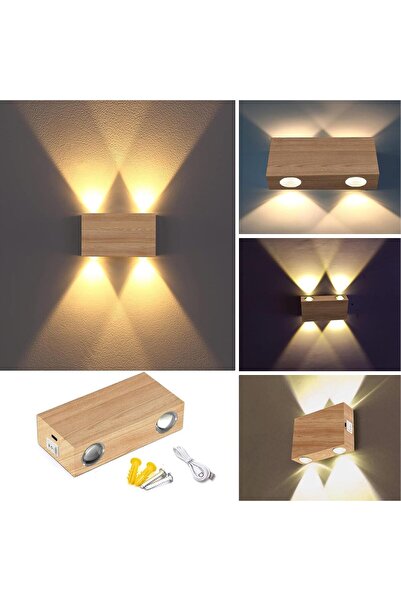 QuickStoq RGB LED Kablosuz Duvar Apliği, Kısılabilir, kumandalı,4 W, USB ile şarj edilebilir pilli, 4000 mAh