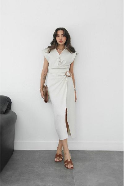 Havoş Natural Wooden Button Skirt Blouse Set