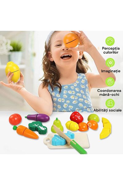 Malvys Wooden Play Set for Kids - Fruit and Vegetable Slicers - Educational and Safe Fun