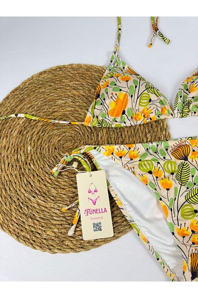 FUNELLA Lycra Floral Patterned Triangle Stylish Women's Bikini Set