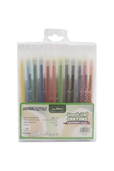 Roco Twistable Plastic Crayon Set – 12 Colors for Mess-Free and Smooth Coloring