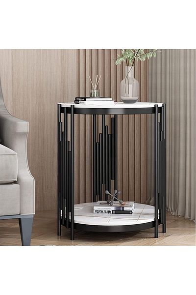 Generic Side table 55 x 55 cm - black and white