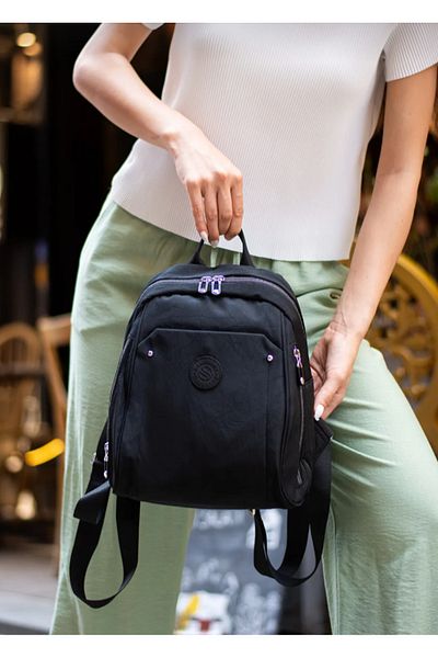 eflanmoda Sanmorris Waterproof Parachute Fabric Women's Backpack with 4 Eye Laptop Compartment