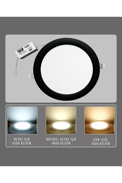 ZMR 18W YUVARLAK SİLİM LED PANEL 3200K - SİYAH KASA