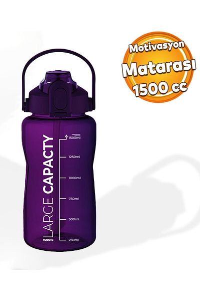 ROYALGROSS Healthy Polycarbonate 1.5 Liter Large Capacity Water Bottle with Straw Water Bottle Purple