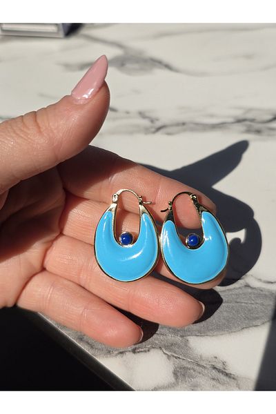 Öyküm accesory Blue Minelli Drop Model Earrings