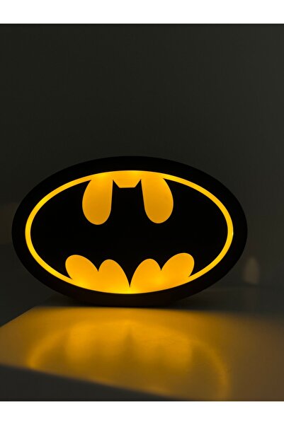 ESL Decor Batman Görünümlü - Batman Logolu - Süper Kahraman Tarzı Gece Lambası –sarı Led Işıklı Lamba
