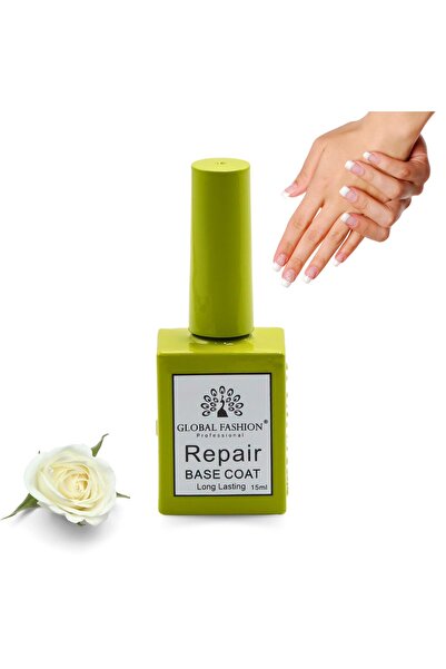 global fashion طبقة أساسية لإصلاح الأظافر 15 مل - سريعة الجفاف، تقوي الأظافر الهشة، لمعان لا يتشقق، مناسبة لطلاء الأظافر الجل