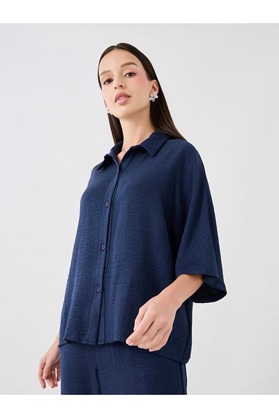 Styli Solid Spread Collar Shirt and Pants Co-Ords