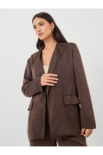Styli Textured Regular Fit Blazer and Wide Leg Trousers Co-Ords