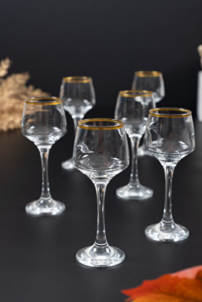 MEST 6 Adet Yaldızlı Kahve Yanı Su Bardağı – Şık ve Zarif Tasarım, Cam, Gold ...